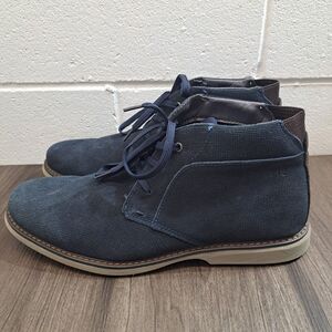 Nunn Bush +Bloom Shoes. Mens Blue Leather & Canvas Casual Chukka Boots Size 12M